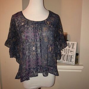 H.I.P sheer floral ruffle top, Small